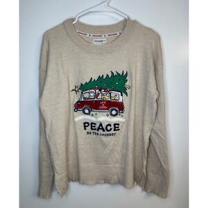 Life‎ Is Good Women's M Peace Be the Journey Christmas Applique Sweater